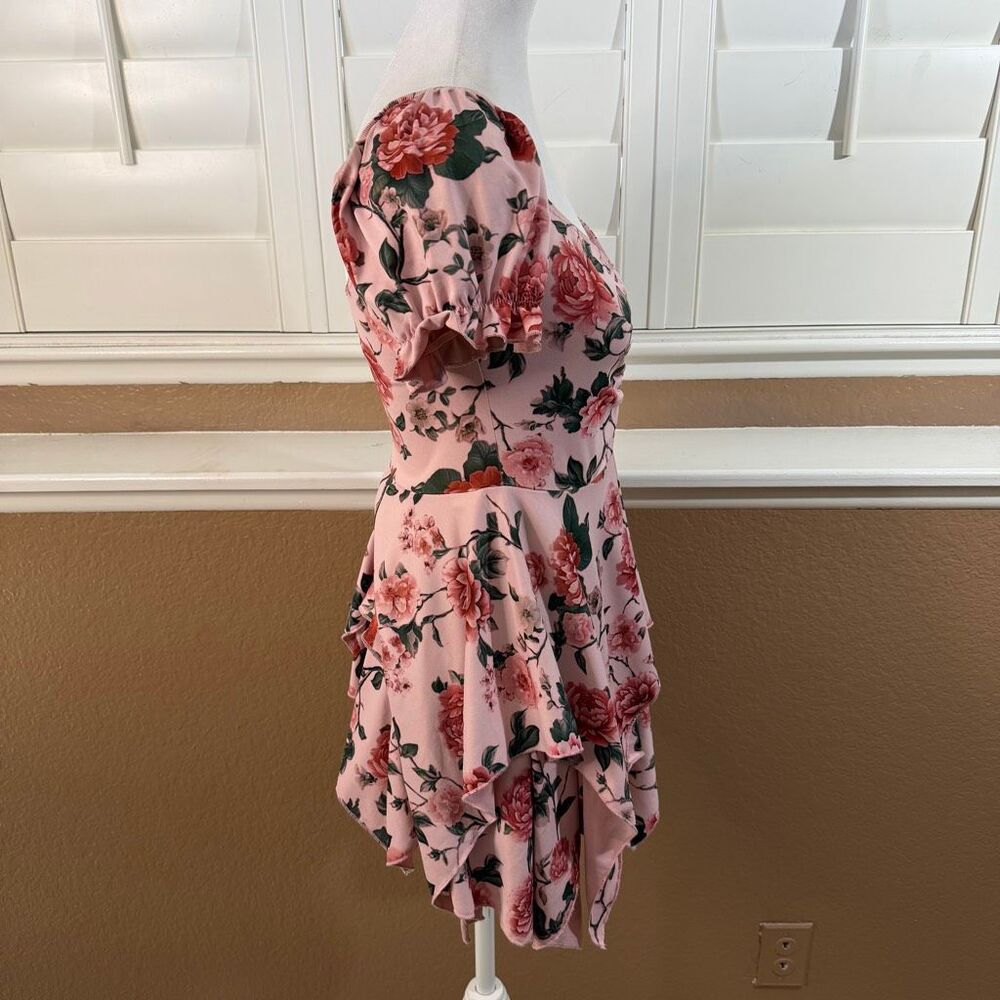 Dolls Kill Current Mood Pink Mini Spring Dress Floral Print Size M Pastel Goth - Picture 4 of 8